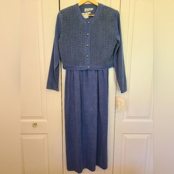 Vintage D. Frank 2 PC Sleeveless Denim  Tie Back Maxi Dress with Jacket Size 10 - Picture 2 of 16